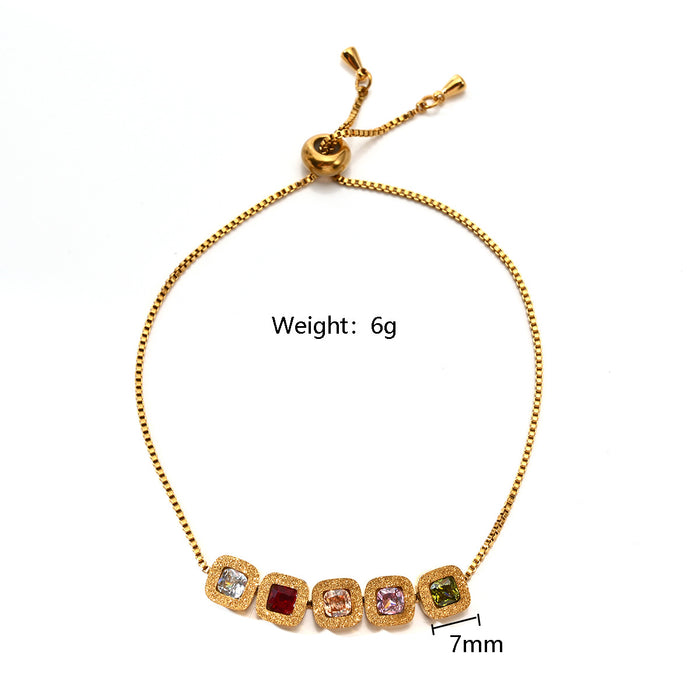 Wholesale High end stainless steel square zirconia adjustable bracelet, simple and luxurious bracelet wholesale