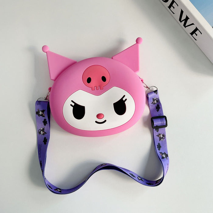 Wholesale  large wallet cartoon children's silicone bag  coin purse with lanyard