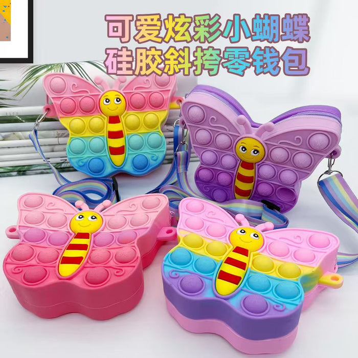 Wholesale Cartoon Butterfly Decompression Silicone Bag Children' s wallet