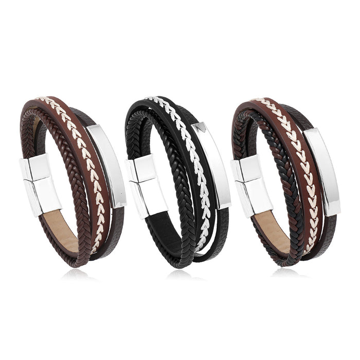 Wholesale Men's Retro Multi-layer Woven Embroidery Style Couple Bracelet JDC-BT-XH013