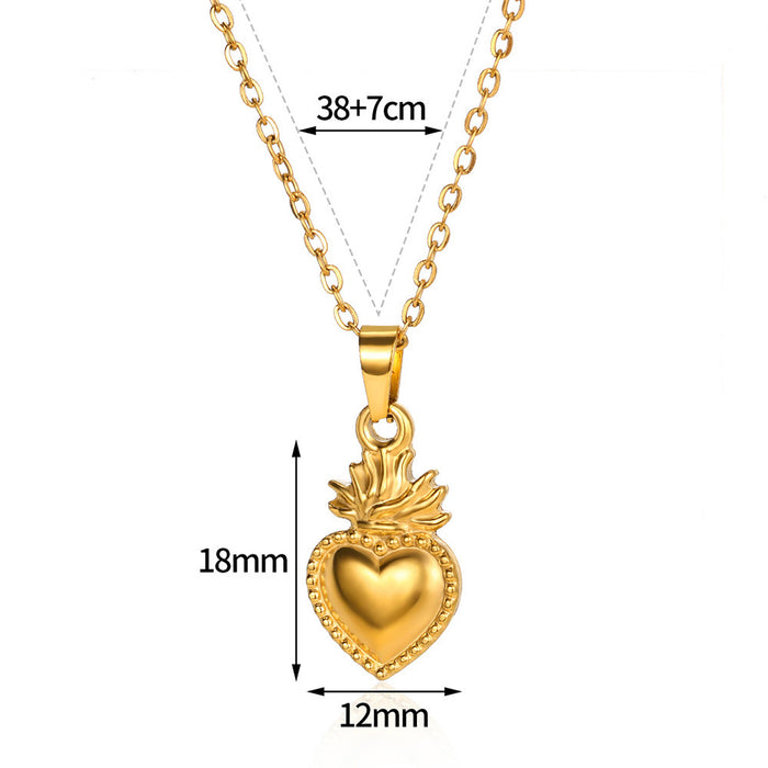 Wholesale  Stainless steel heart-shaped zircon pearl pendant necklace