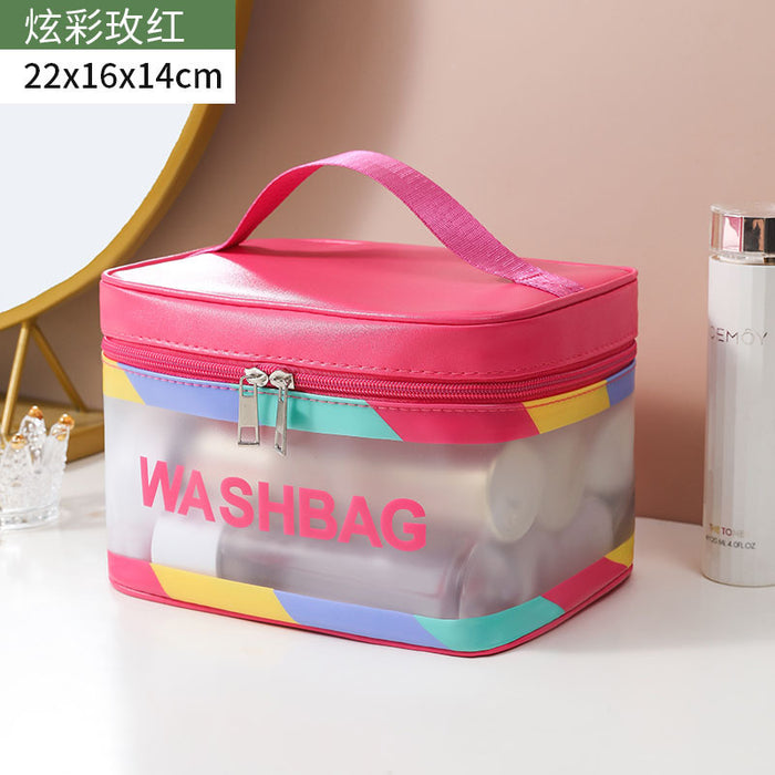 Wholesale Stylish Waterproof PVC Travel Toiletry Bag Large Capacity Handheld Cosmetic Pouch Colorful Curved Design For Travel Gift Everyday Use