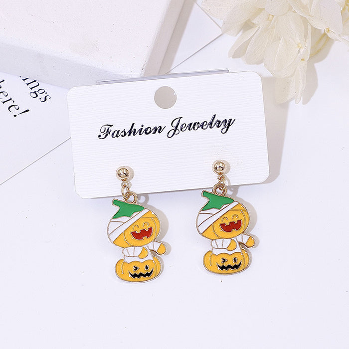 Wholesale Metal Electroplated  Earrings Pumpkin Ghost Pendant Fashion Jewelry Accessory for Women