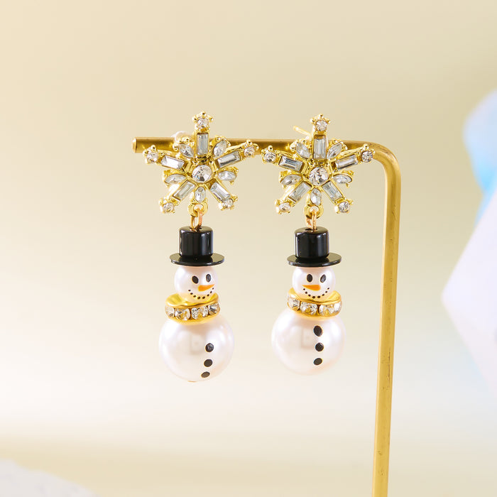 Wholesale New style Christmas earrings with diamonds,  snowflakes,  pearls,  hats,  snowman earrings for women