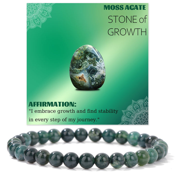 Wholesale 6mm stone bead bracelet with elastic cord card packaging