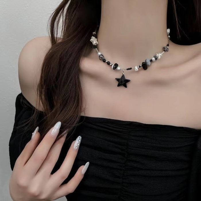 Wholesale Black star beaded necklace for women