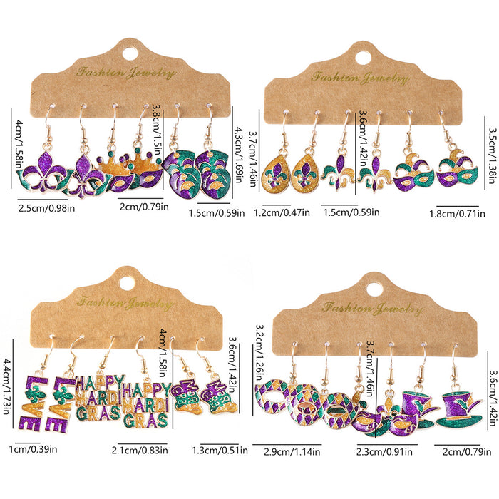 Wholesale Colorful Carnival Sequin Earring Set Alloy Drip Oil Pendant Earrings Accessory MOQ≥2