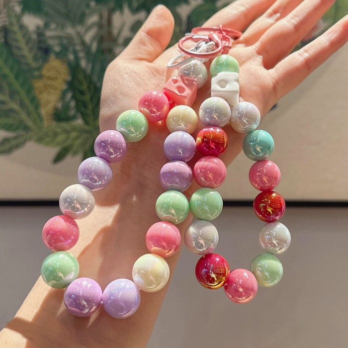 Wholesale Creative and Colorful Electroplated Bead Keychain Accessories Hand Chain Backpack Car Keychain