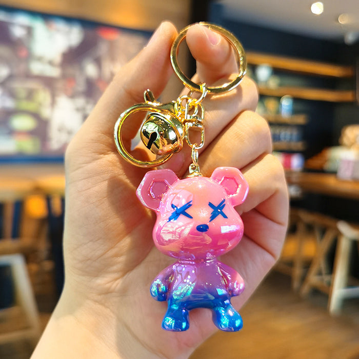 Wholesale Rubber Cartoon Doll Gradient Graffiti Bear Keychain JDC-KC-Tingm186