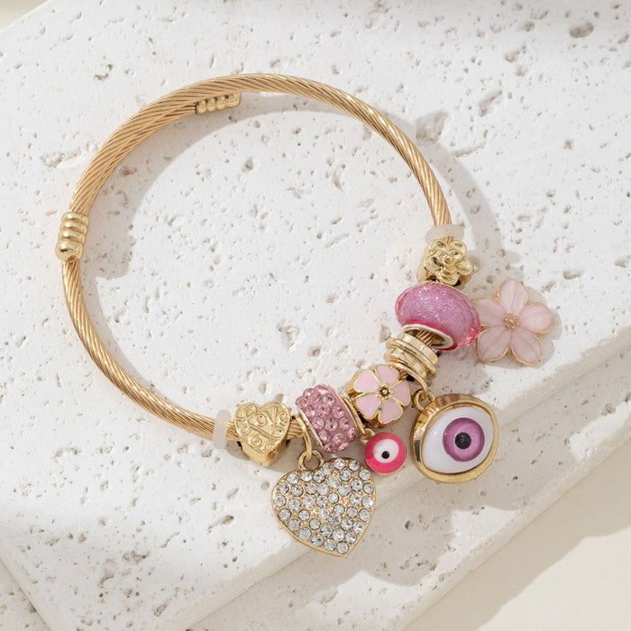 Wholesale DIY Beaded Bracelet Powder Devil Eye Love Flower