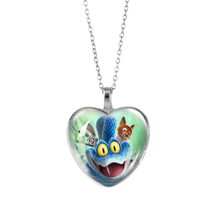 Wholesale Time Gem Heart Necklaces Pendant Sweater Chain Couple Gift