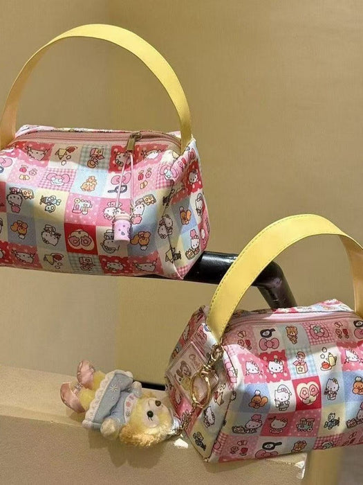Wholesale Trendy Cartoon Cat Print Cosmetic Bag Portable Cloth Makeup Bag