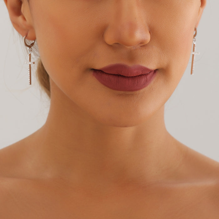 Wholesale jewelry retro geometric diamond cross earrings high-grade food earrings