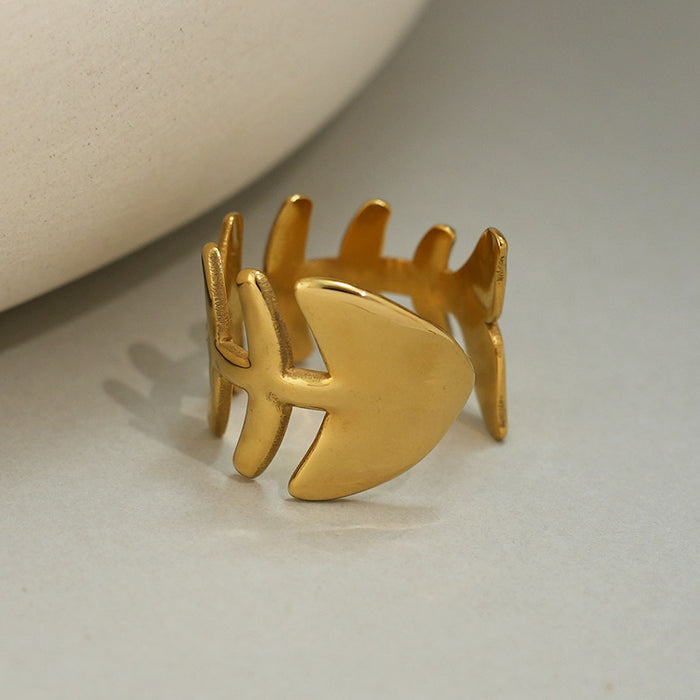 Wholesale Jewelry Stainless Steel Fishbone Open Ring for Women