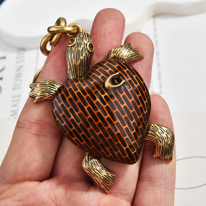 Wholesale Vintage Turtle Heart Bag Charm Keychain Gold Tone Zinc Alloy Fashion Accessory Trendy Gift