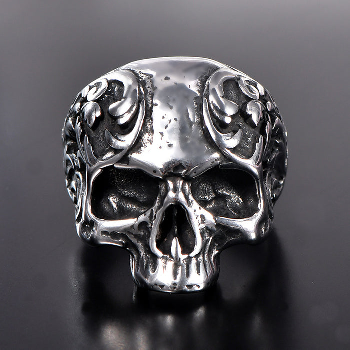 Wholesale punk stainless steel hip hop titanium steel retro men' s ring