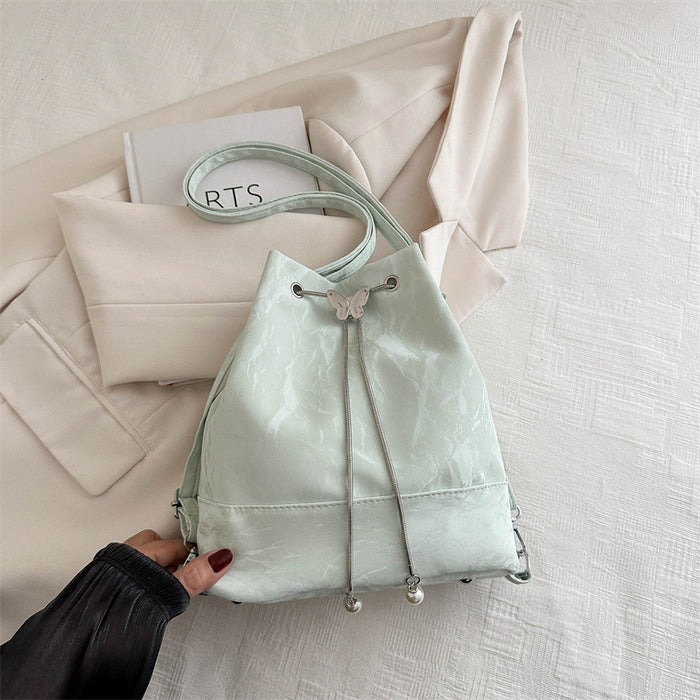 Wholesale Niche design chain backpack with fashionable texture, bucket bag, crossbody single shoulder bag