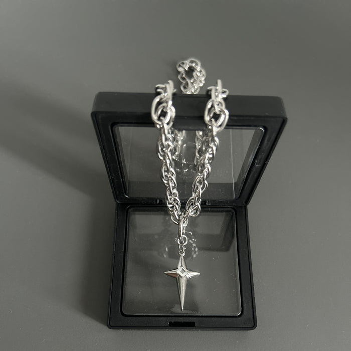 Wholesale Titanium steel non fading cross pendant necklace, niche design, high-end and versatile necklace accessory