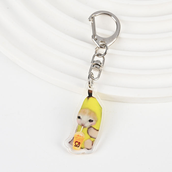 Wholesale Acrylic Cat Banana Cat Keychain JDC-KC-XBK001