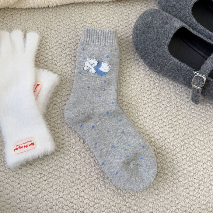 Wholesale Cute socks with contrasting colors, thick and warm socks, looped socks, stacked socks