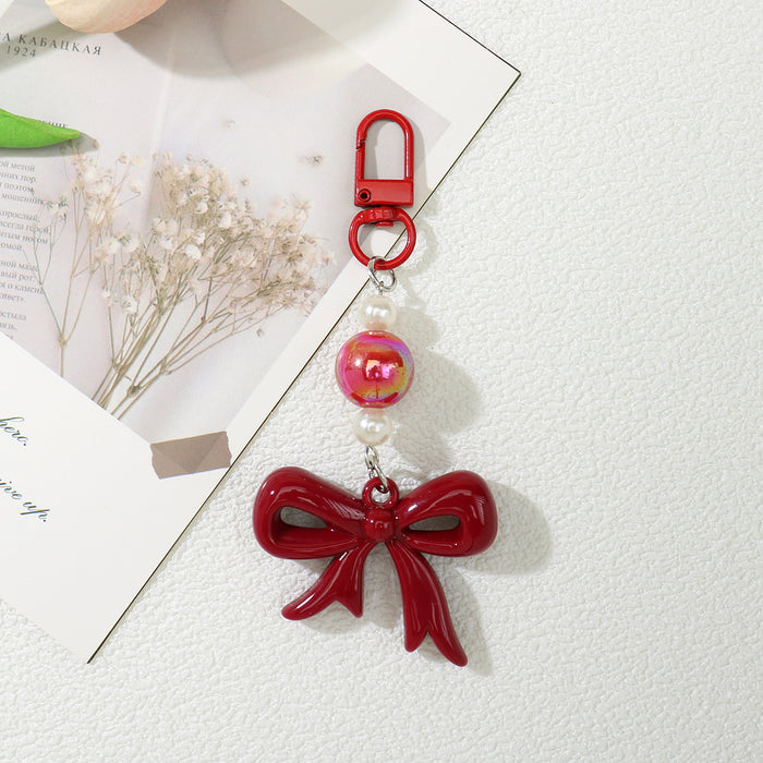 Wholesale Sweet Style Acrylic Bow Bag Charm - Red Decorative Gift Accessory MOQ≥2