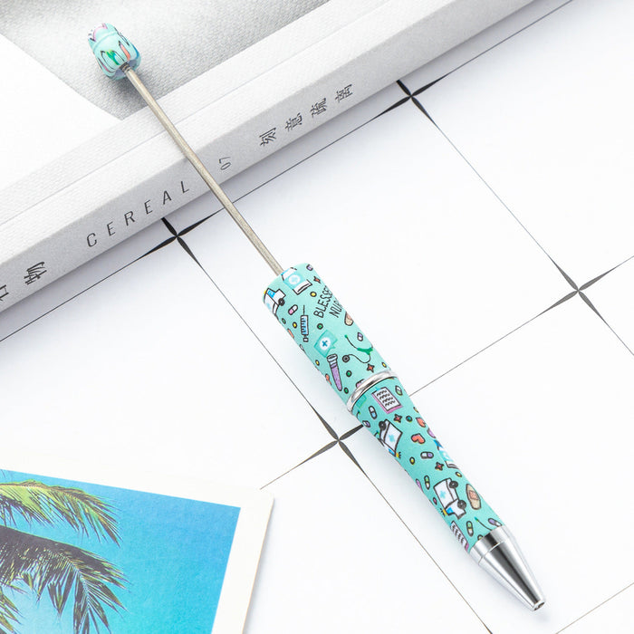 Wholesale Beadable Pen International Nurses Day Printed Plastic Pen DIY for Beaded JDC-PN-Huah026