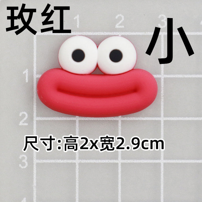 Wholesale 5pcs Big Small size cartoon sausage mouth eyes charger protective cover plush toy hairpin phone case accessories