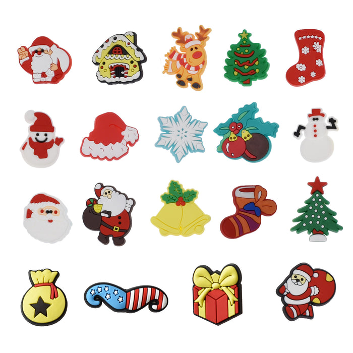 Wholesale Random 100pcs Christmas Cartoon Hole Shoes PVC Soft Rubber Shoe Buckles JDC-SC-RYY022