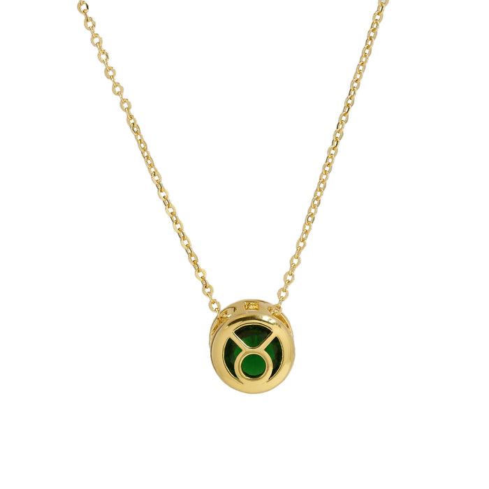 Wholesale   Brass Double-sided Round Hollow December Color Zirconium birthstone Twelve Constellation Pendant Necklace