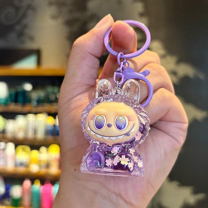 Wholesale Acrylic Crystal Oil Sand Bottle Rabbit Keychain Fashion Accessory Gift for Girls