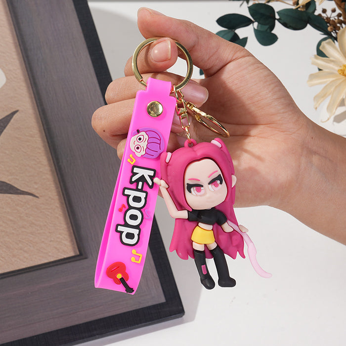 Wholesale Trendy K Pop Witch Girl Group Cartoon  PVC Keychain Backpack Pendant Bag Charm For Everyday Styling