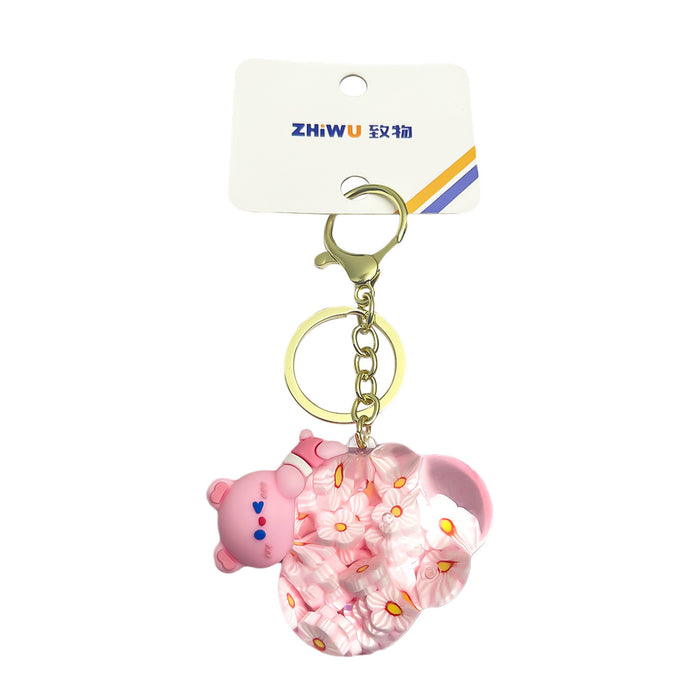 Wholesale Oiled Bear Lying on The Clouds Cartoon Acrylic Keychain JDC-KC-ZhiZ001