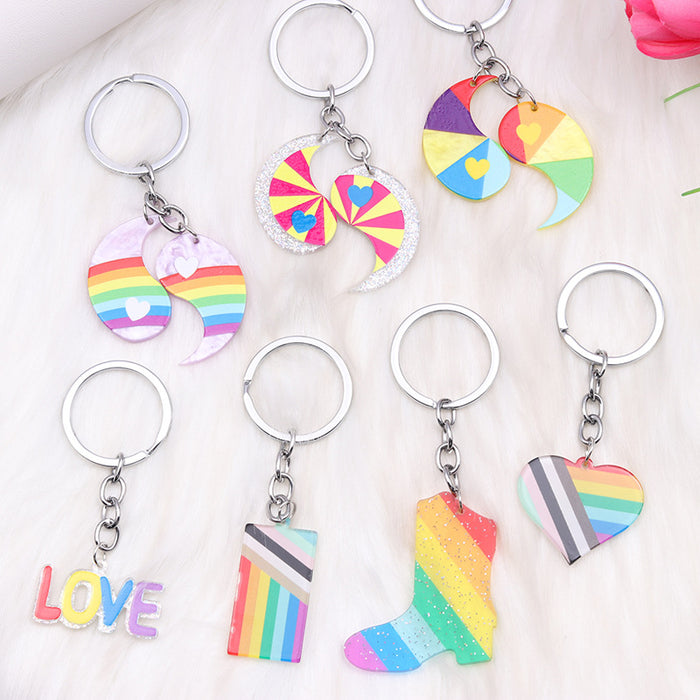 Wholesale Rainbow Love Acrylic Keychain JDC-KC-MingM003