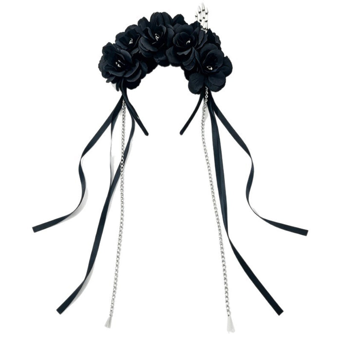 Wholesale Black Rhinestone Tassel Gothic Headband  Party Cosplay Fashion Accessory