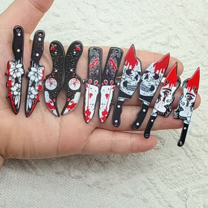 Wholesale 10pcs  Acrylic Scissors and Axe Novelty Props Double-sided Printed Pendant DIY Earrings and Bracelets