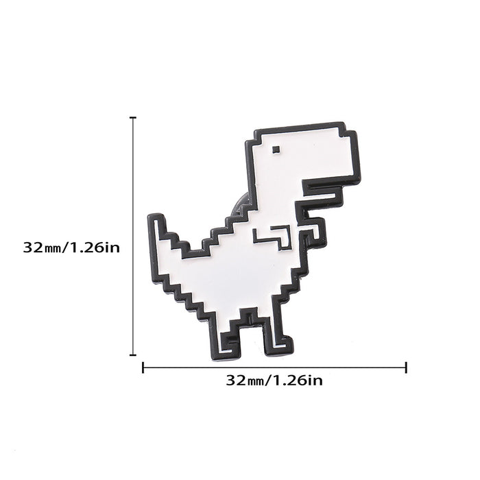 Wholesale Metal Dinosaur Brooch Pin White Art Funny Badge For Bags Clothing Stylish Fashion Accessory For Boutique Resale