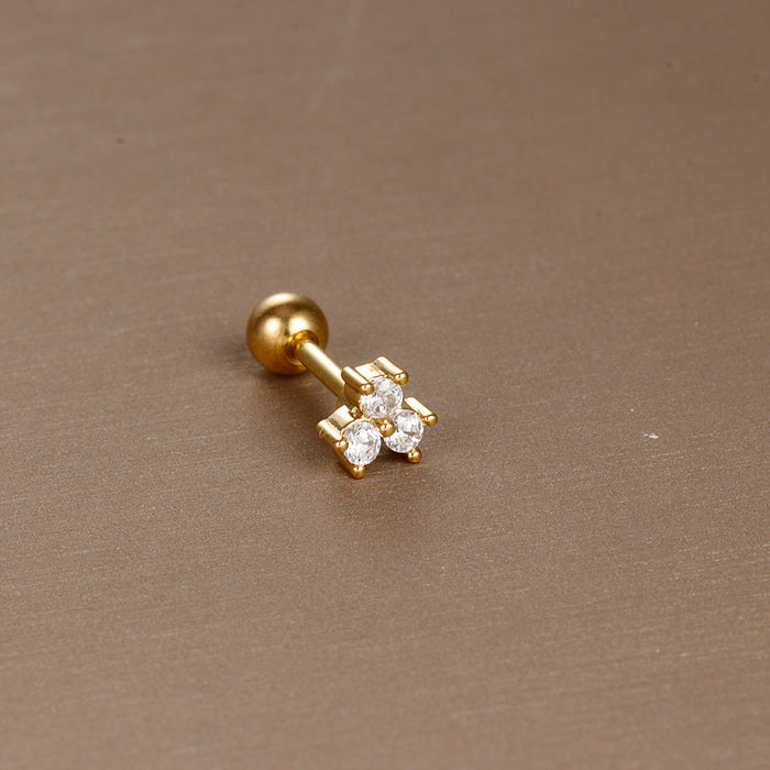 Wholesale Jewelry Stainless Steel Ear Nail Zircon Ball Screw Women