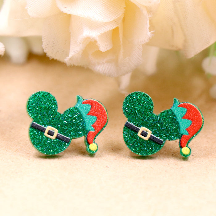 Wholesale Christmas Earrings Holiday Acrylic Mickey Christmas Hat JDC-ES-XYan013