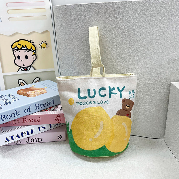 Wholesale Cartoon Canvas Bucket Bag Cute Small Bag