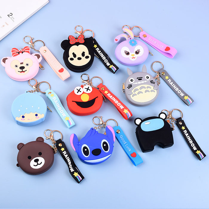 Wholesale Cute Silicone Cartoon Coin Purse Keychain Bag Trendy Unisex Wallet MOQ≥5