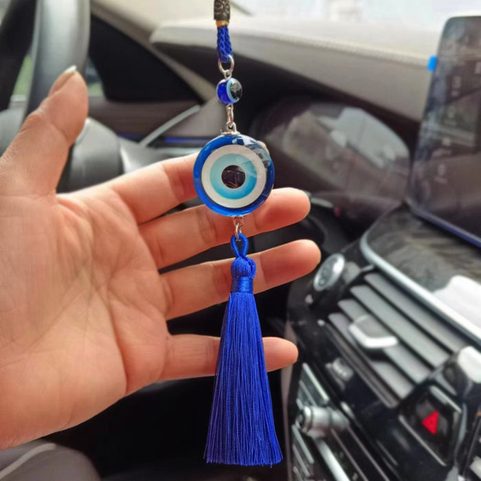 Wholesale Peach Heart Round Metal Eye Pendant with Hanging Ears, Devil's Eye Car Ornament