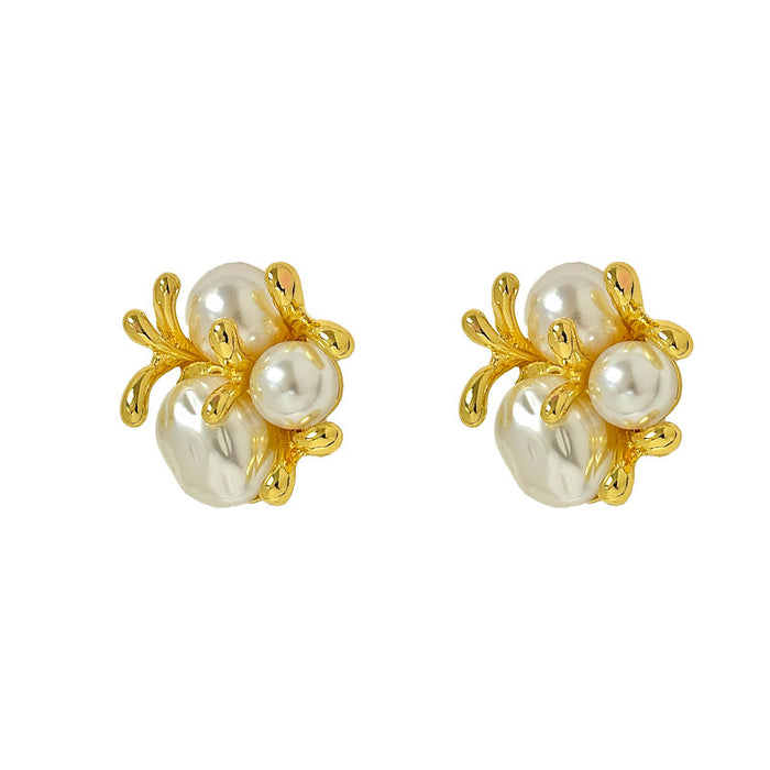 Wholesale Pearl Flower Ear Stud Women's  Earrings s925 Silver Needle