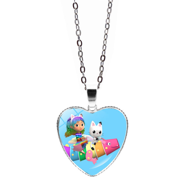Wholesale Anime Heart Pendant Sweater Chain Necklace Jewelry