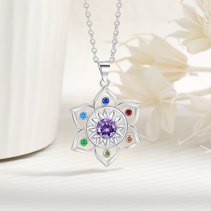 Wholesale hollow flower pendant new  round purple edge color lotus necklace