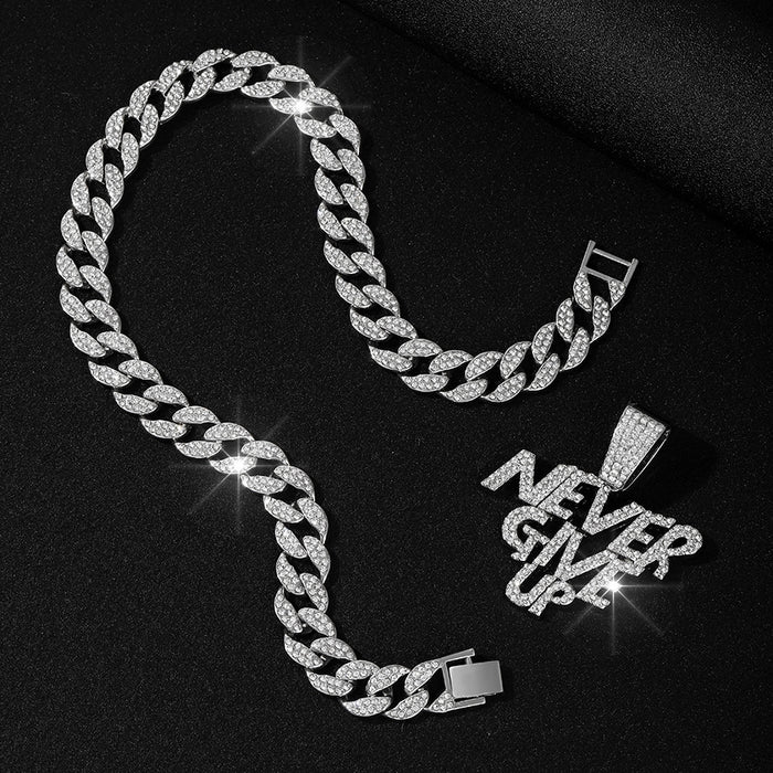 Wholesale Letters NEVE RGIVE UP Alloy Men's Necklace JDC-NE-QingR010