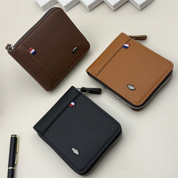 Wholesale Fashion Men' s PU Leather Solid Color Large Capacity Wallet with Coin Pocket MOQ≥2