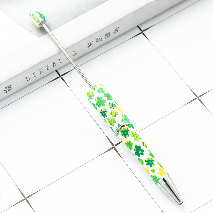 Wholesale St. Patrick's Day Beadable Pens Clover Plastic Pens DIY for Beaded JDC-PN-HuaH003