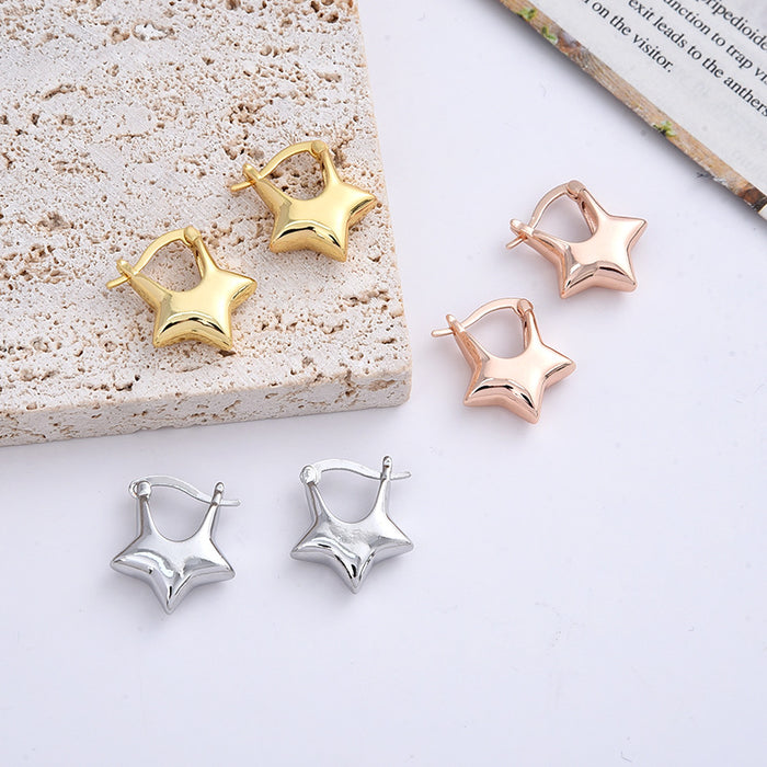 Wholesale Personalized temperament new earring three-dimensional five pointed star ear buckle