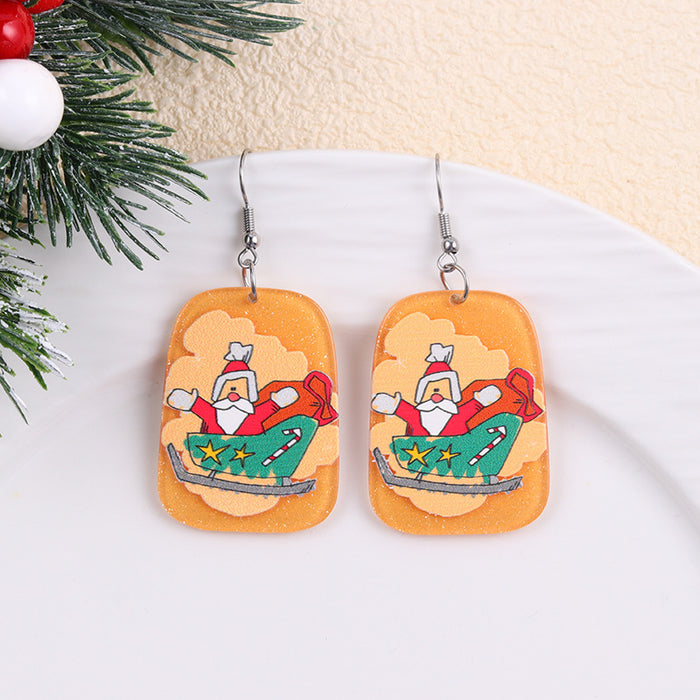 Wholesale Christmas Print Geometric Acrylic Earrings