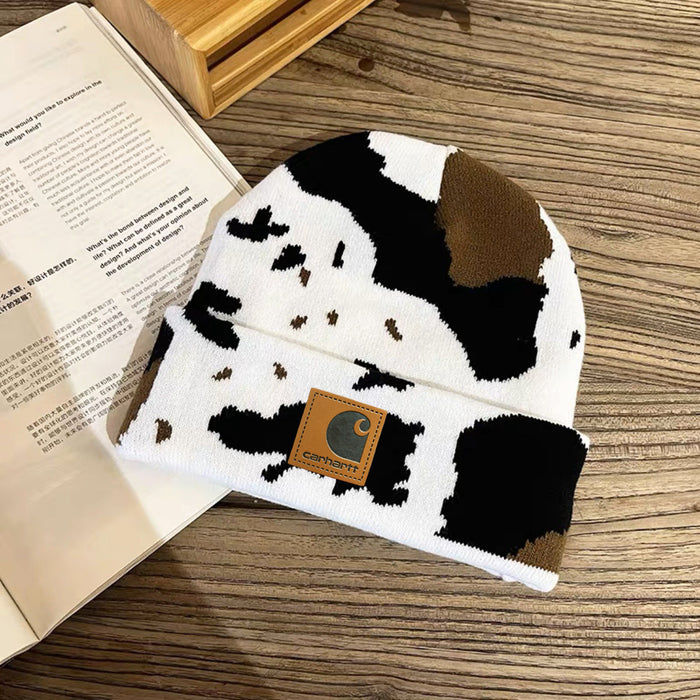 Wholesale Autumn and Winter Cow Pattern Knitted Wool Hats JDC-FH-Moxi001